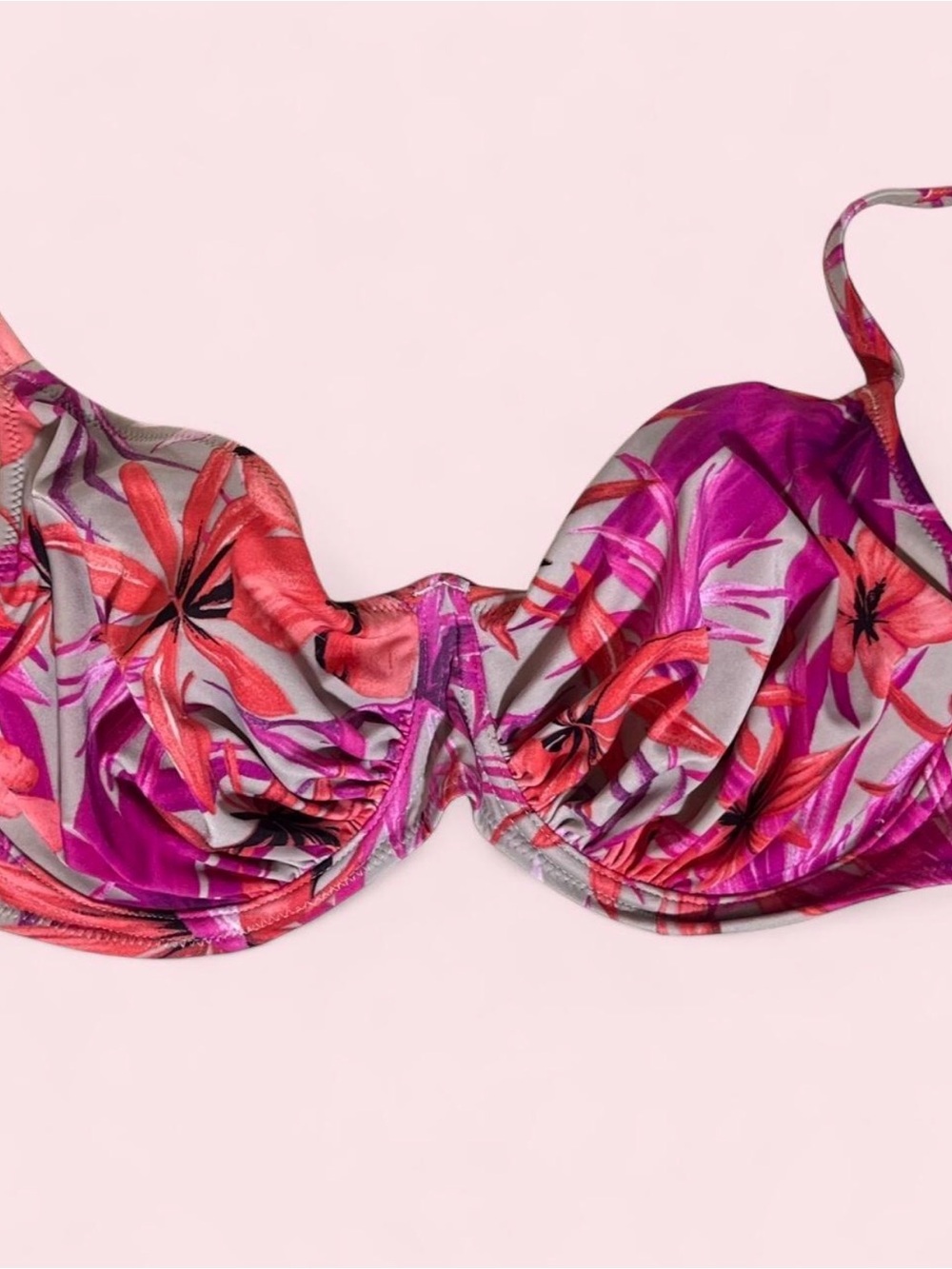Floral D+ underwire curve holding orange and pink bikini set Meduim 2pc vactaion - Picture 8 of 9